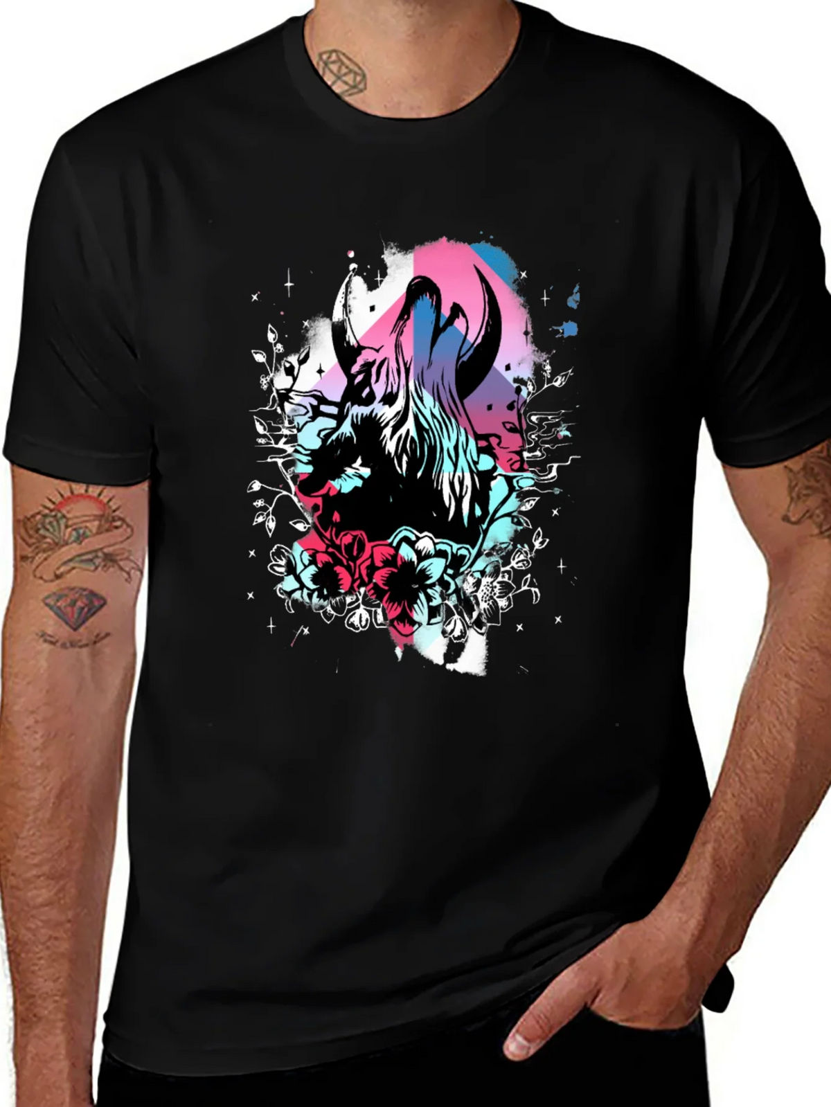 Floral Bull Graphic Tee - Unique Design Soft Cotton product image 1