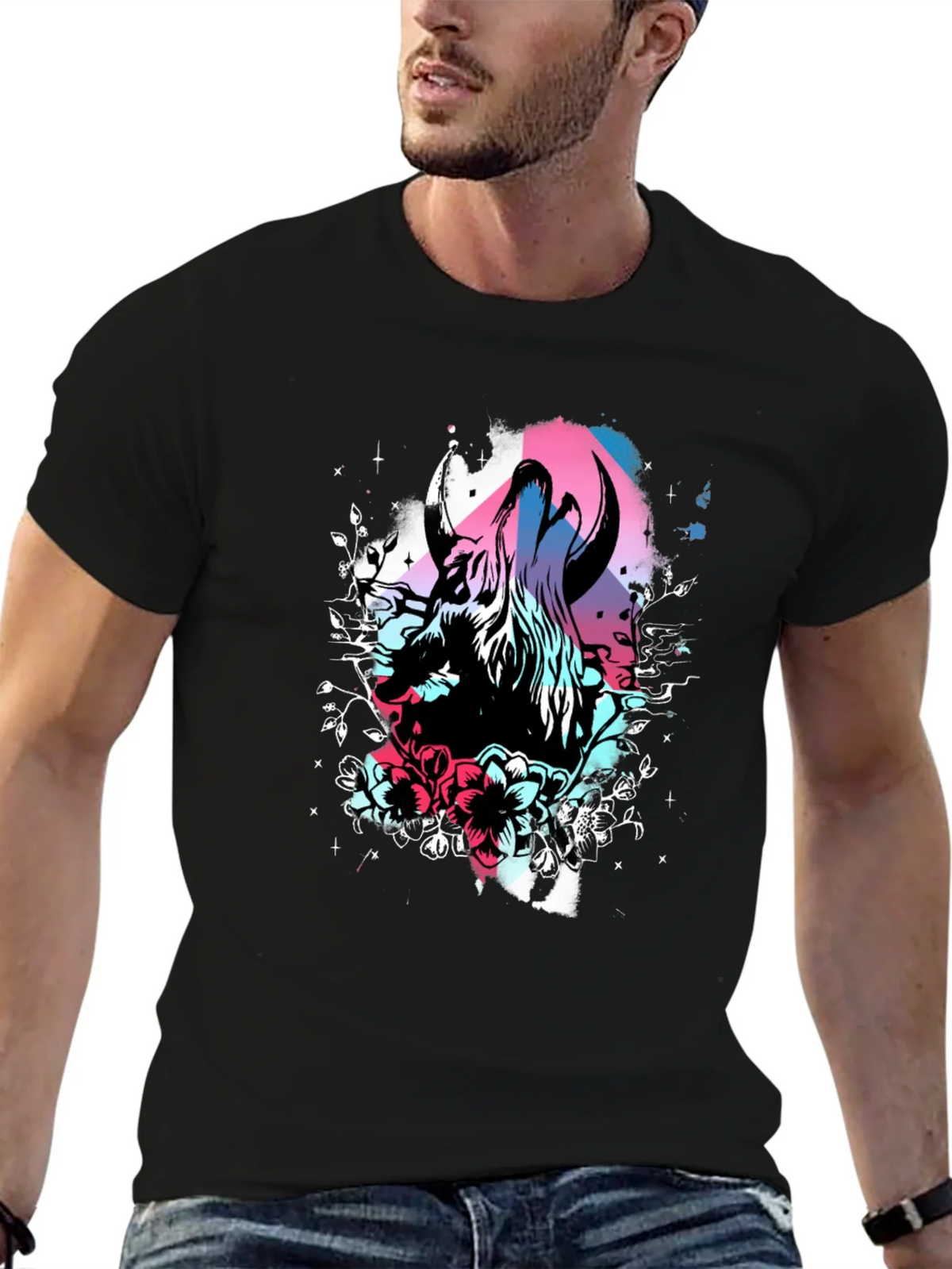Floral Bull Graphic Tee - Unique Design Soft Cotton product image 6