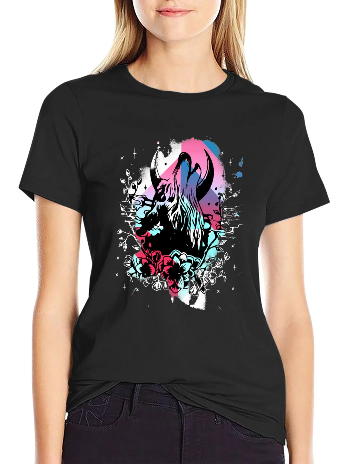 Floral Bull Graphic Tee - Unique Design Soft Cotton product image 2