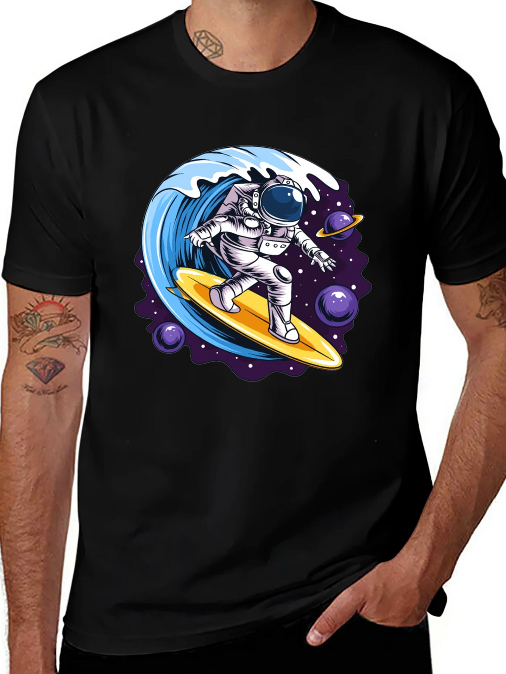 Astronaut Surfing Wave Graphic T-Shirt product image 1
