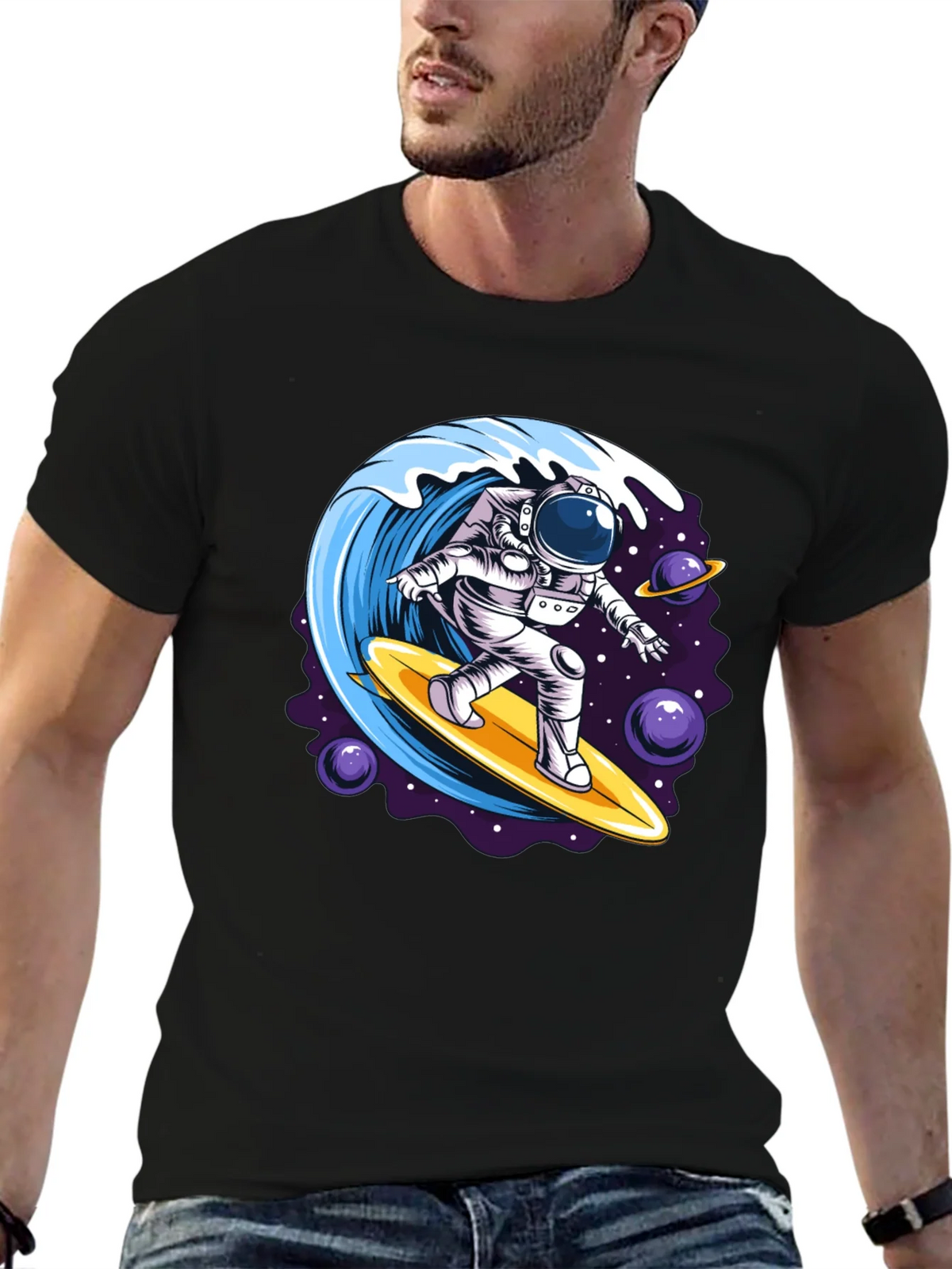 Astronaut Surfing Wave Graphic T-Shirt product image 3