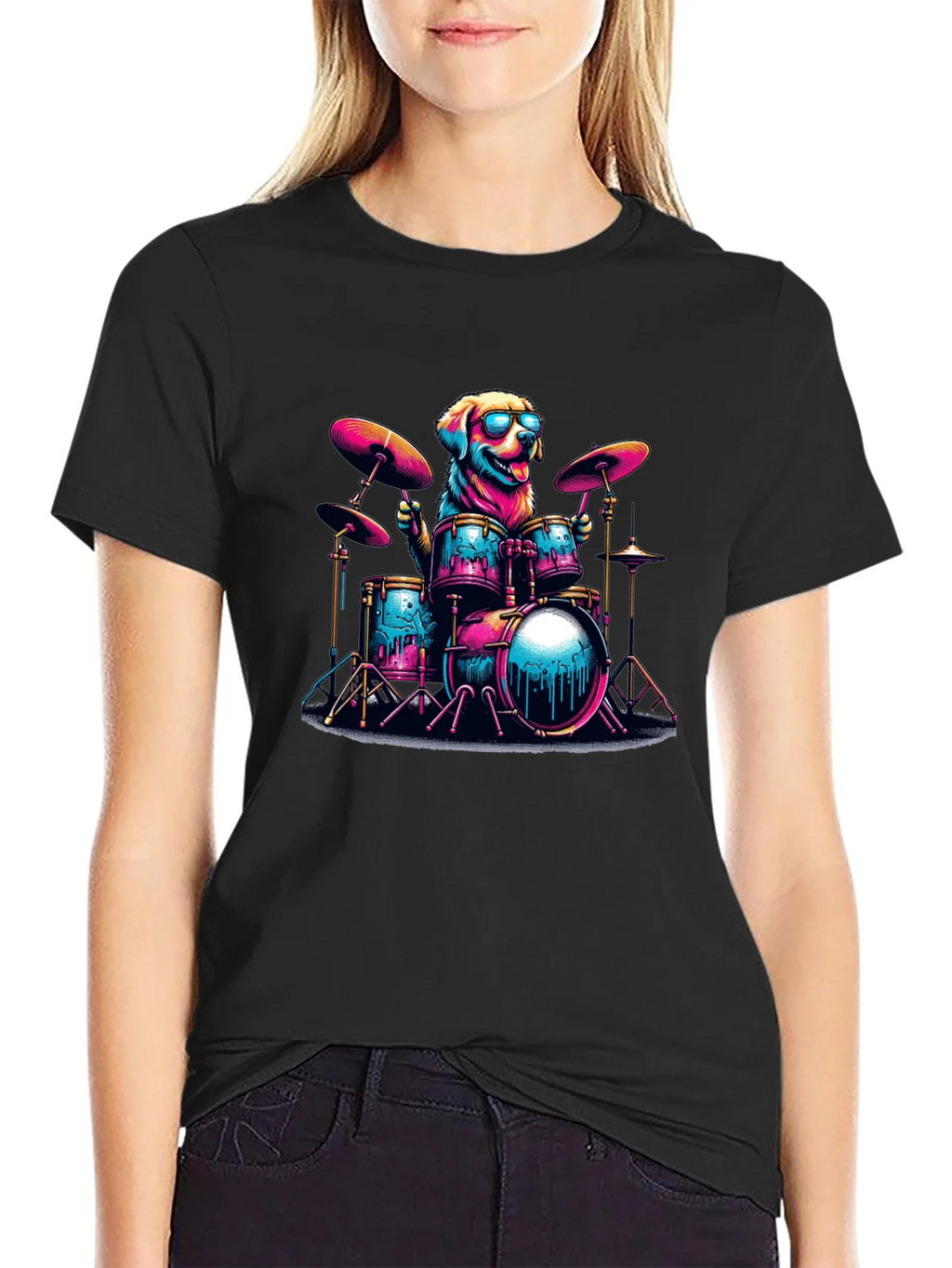 Dog Drummer T-Shirt - Cool Canine Musician product image 2