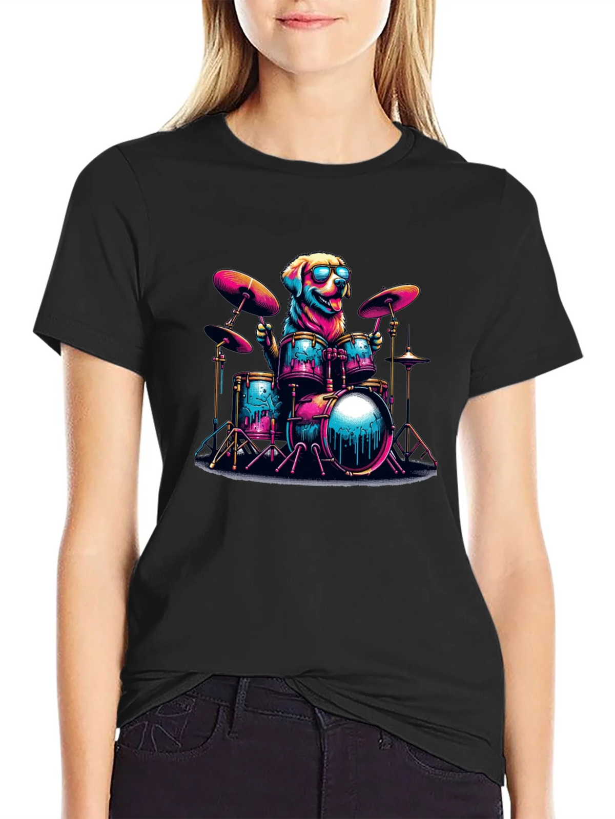 Dog Drummer T-Shirt - Cool Canine Musician product image 2