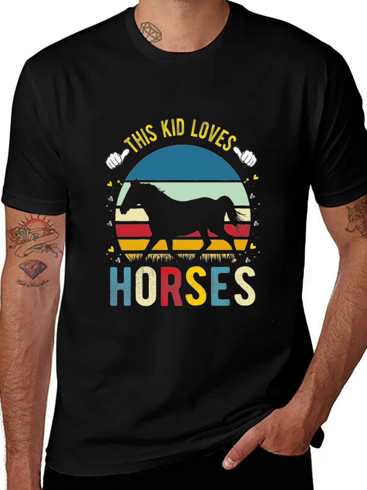 This Kid Loves Horses Black T-Shirt product image 1