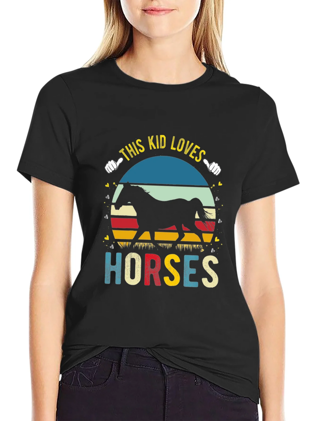 This Kid Loves Horses Black T-Shirt product image 2