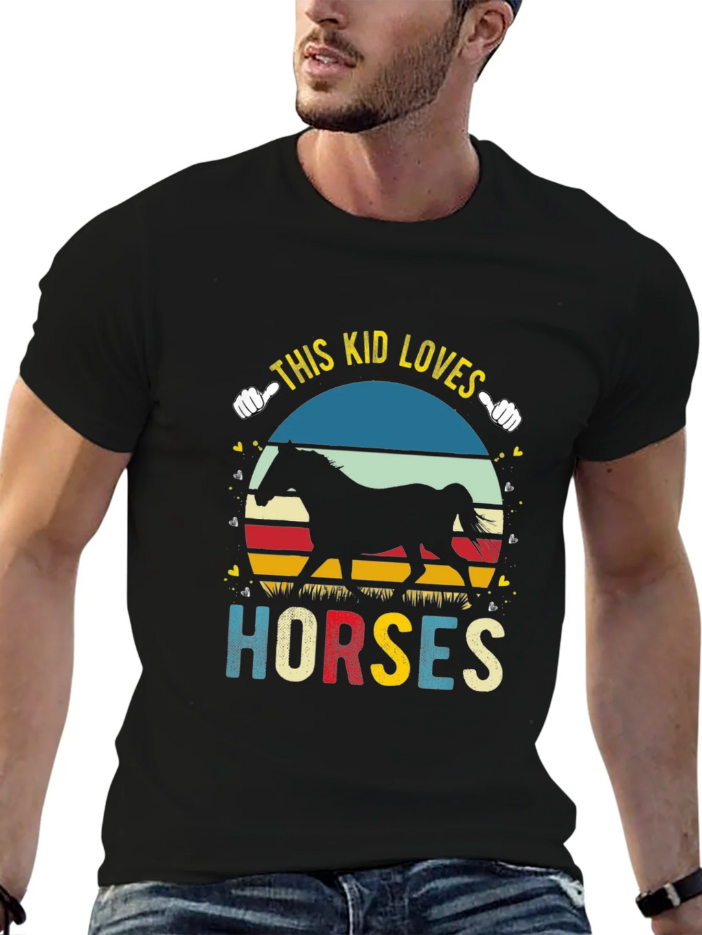 This Kid Loves Horses Black T-Shirt product image 6