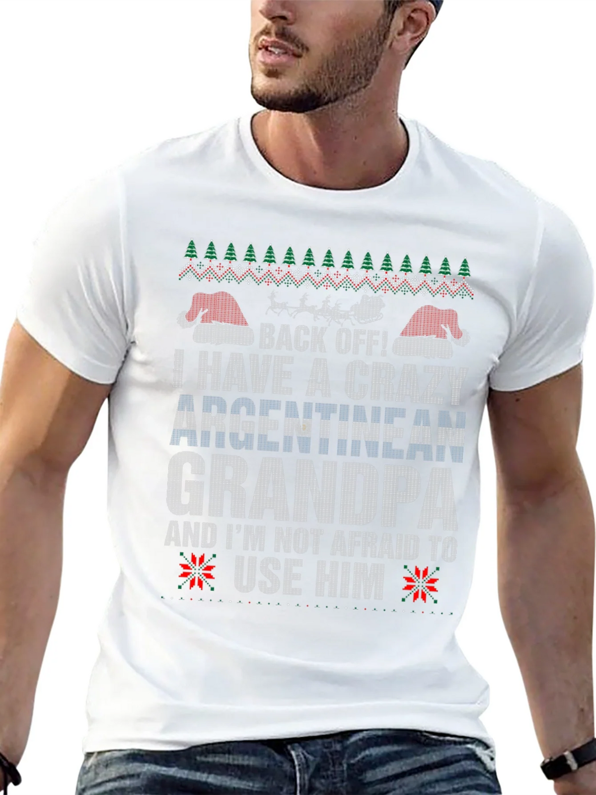 Crazy Argentinian Grandpa Ugly Christmas T-Shirt product image 12
