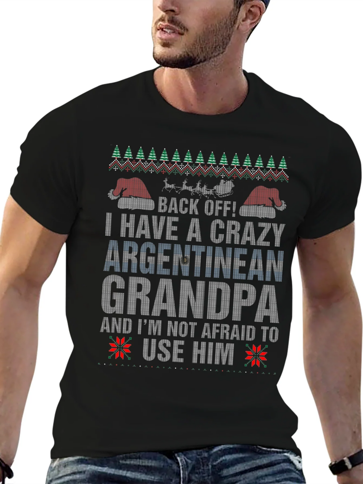Crazy Argentinian Grandpa Ugly Christmas T-Shirt product image 6