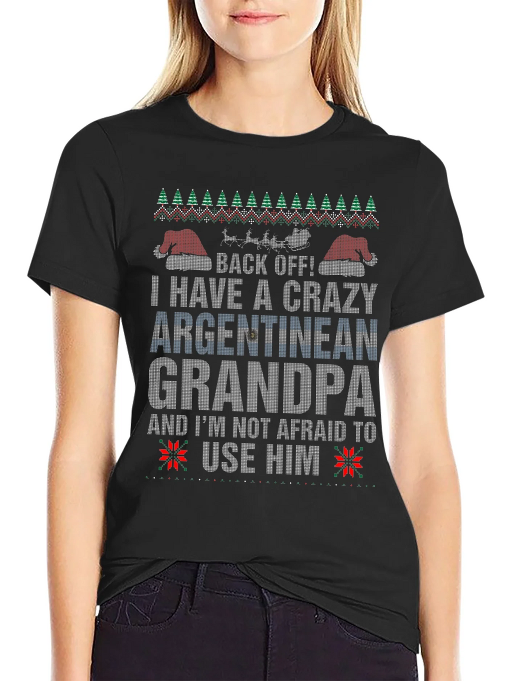 Crazy Argentinian Grandpa Ugly Christmas T-Shirt product image 2