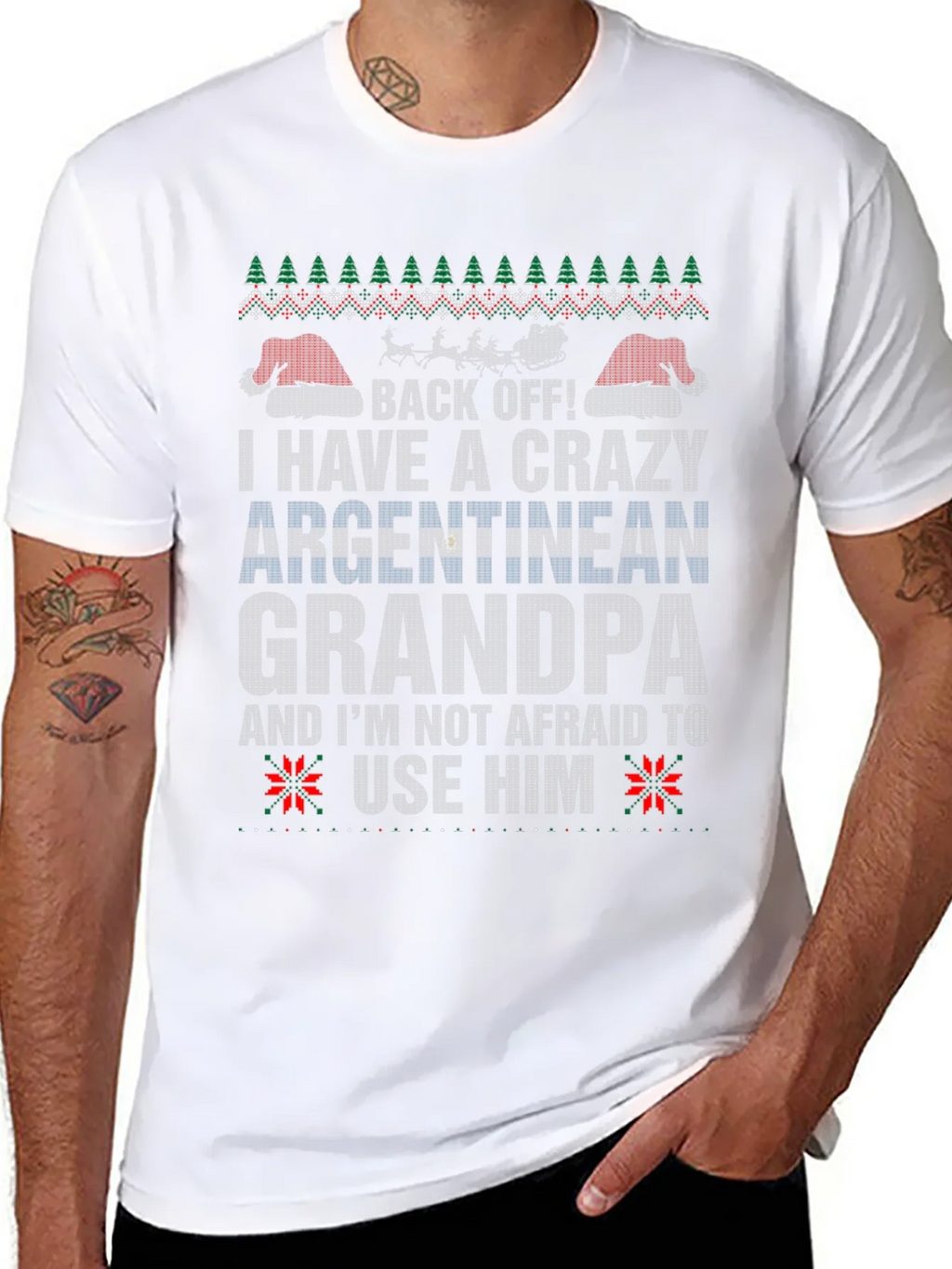 Crazy Argentinian Grandpa Ugly Christmas T-Shirt product image 7