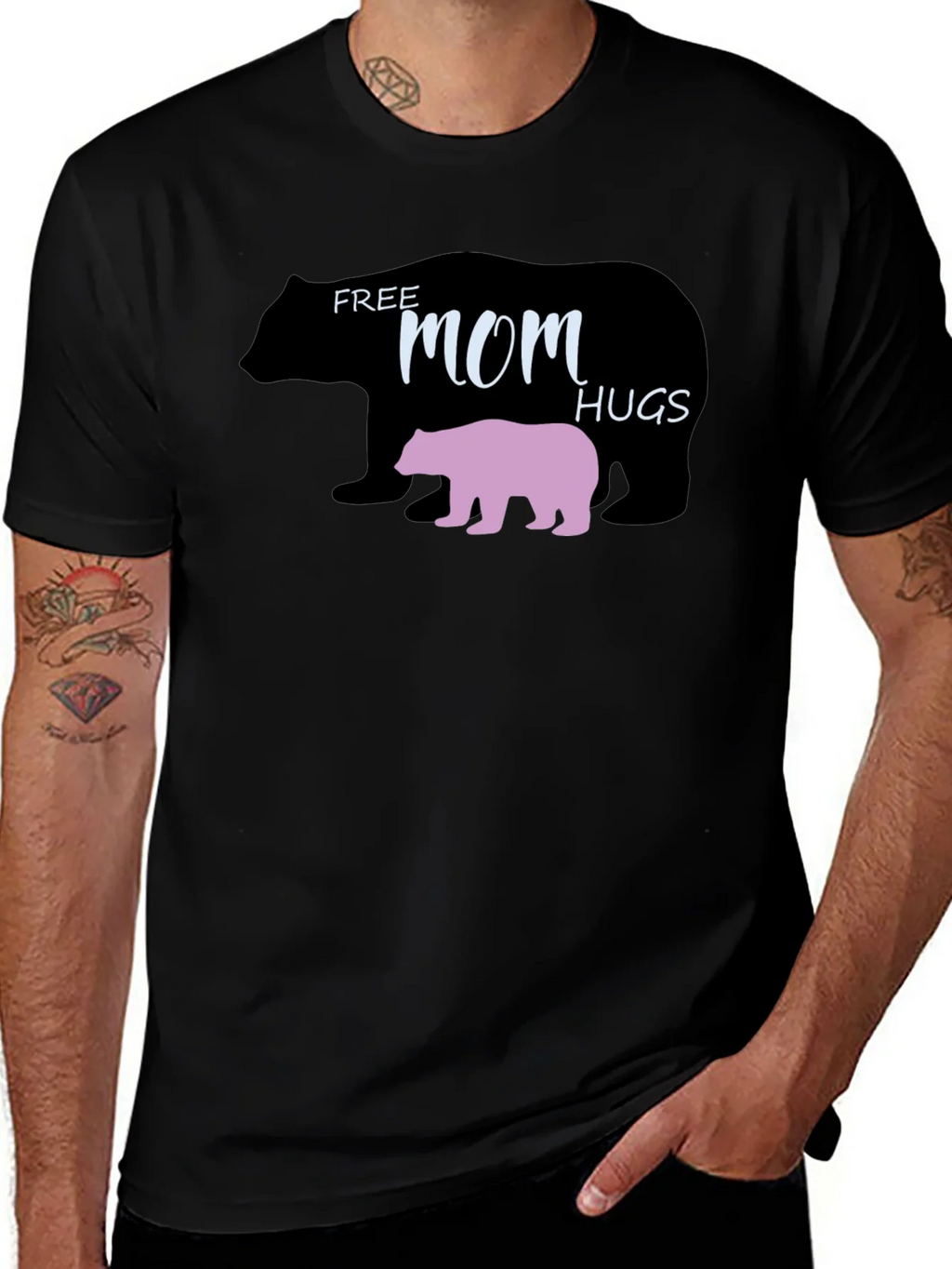 Free Mom Hugs Bear Graphic T-Shirt product image 1