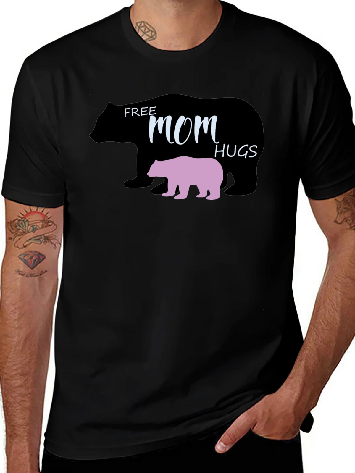 Free Mom Hugs Bear Graphic T-Shirt product image 1