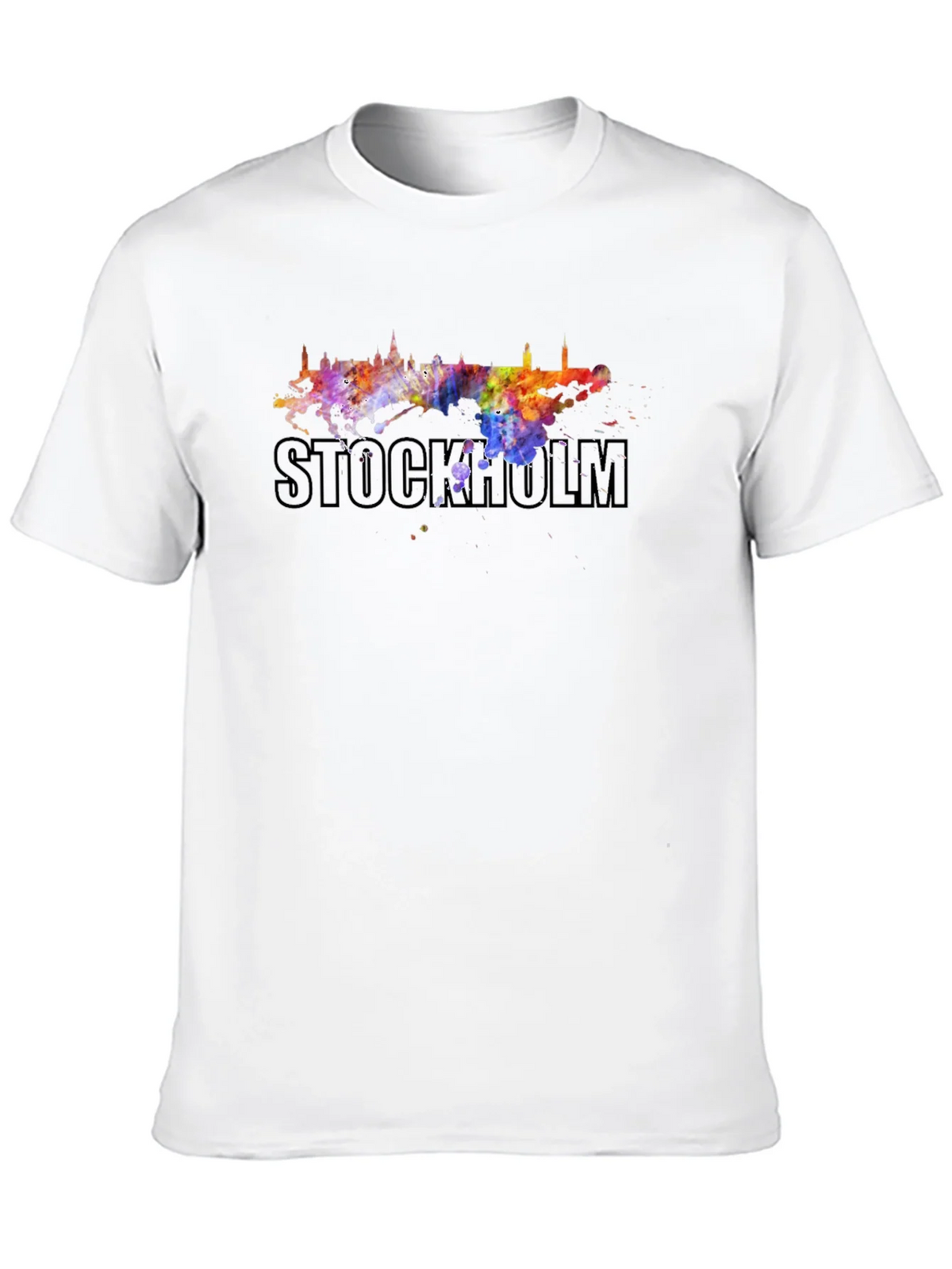 Stockholm Skyline Watercolor Graphic Tee - Black product image 8