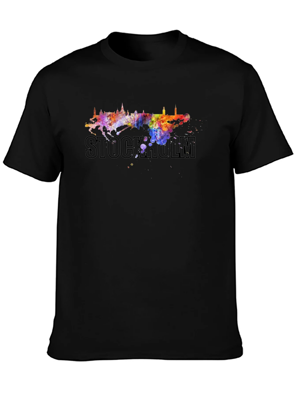 Stockholm Skyline Watercolor Graphic Tee - Black product image 3