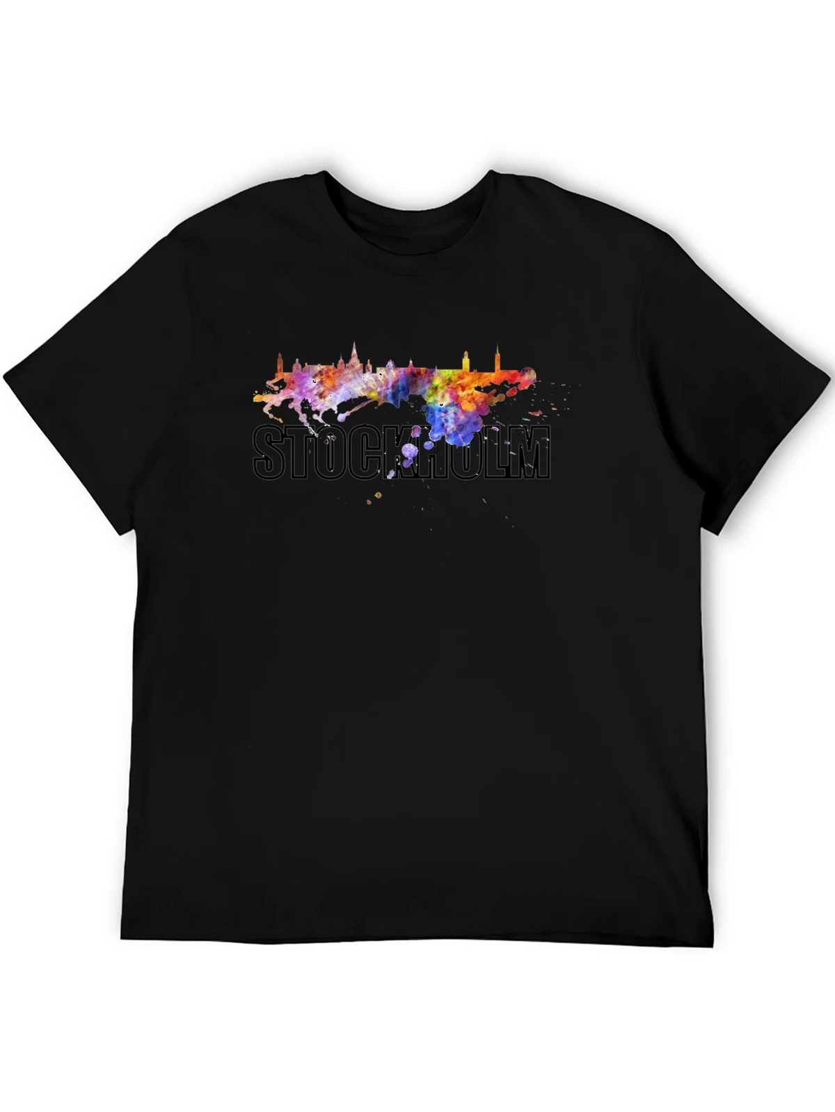 Stockholm Skyline Watercolor Graphic Tee - Black product image 4