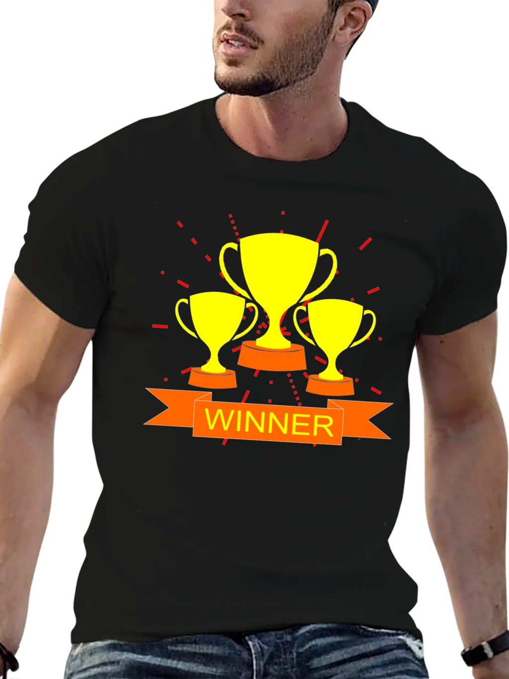 Winner Trophy Graphic Black T-Shirt product image 6