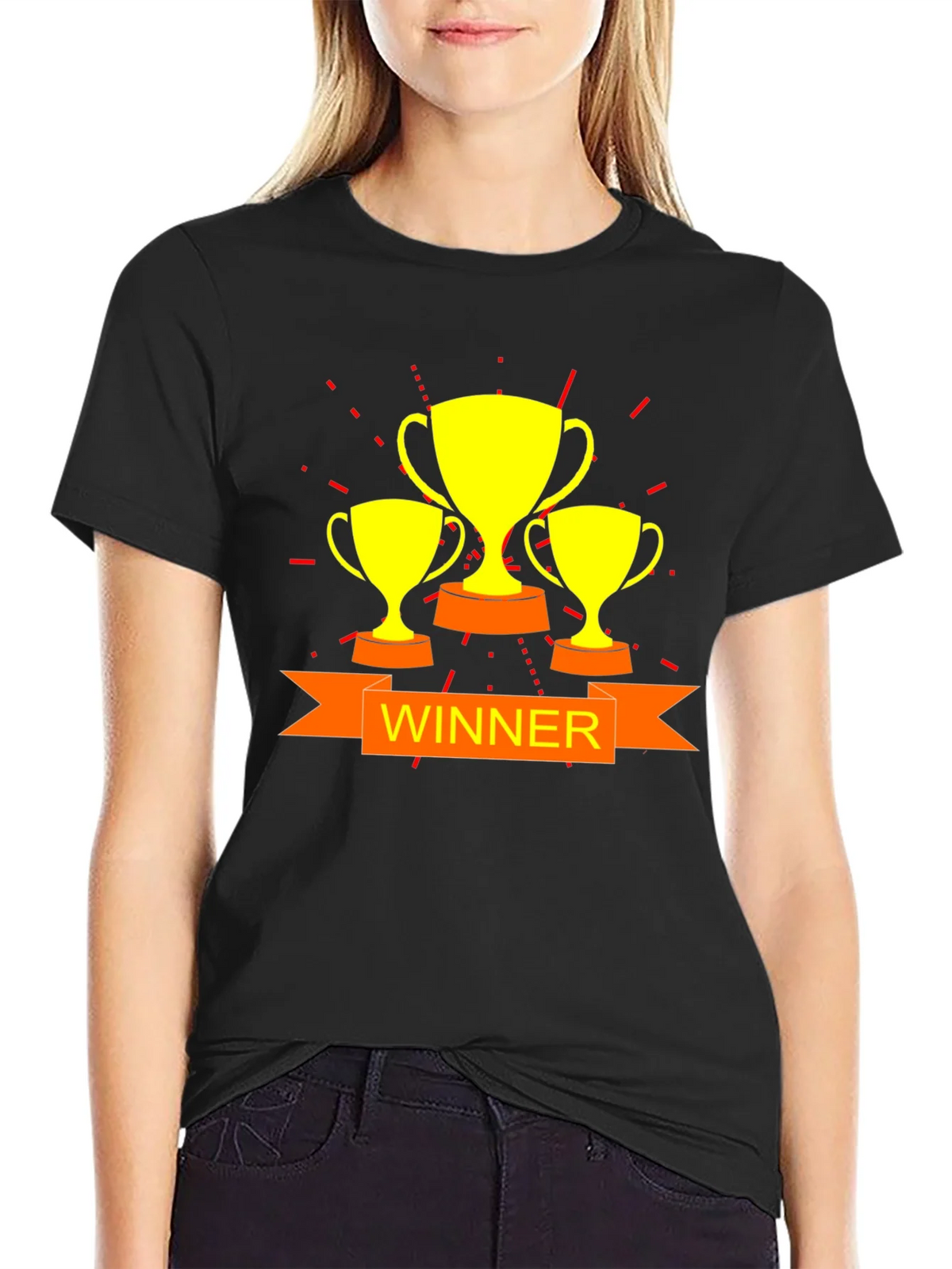 Winner Trophy Graphic Black T-Shirt product image 2