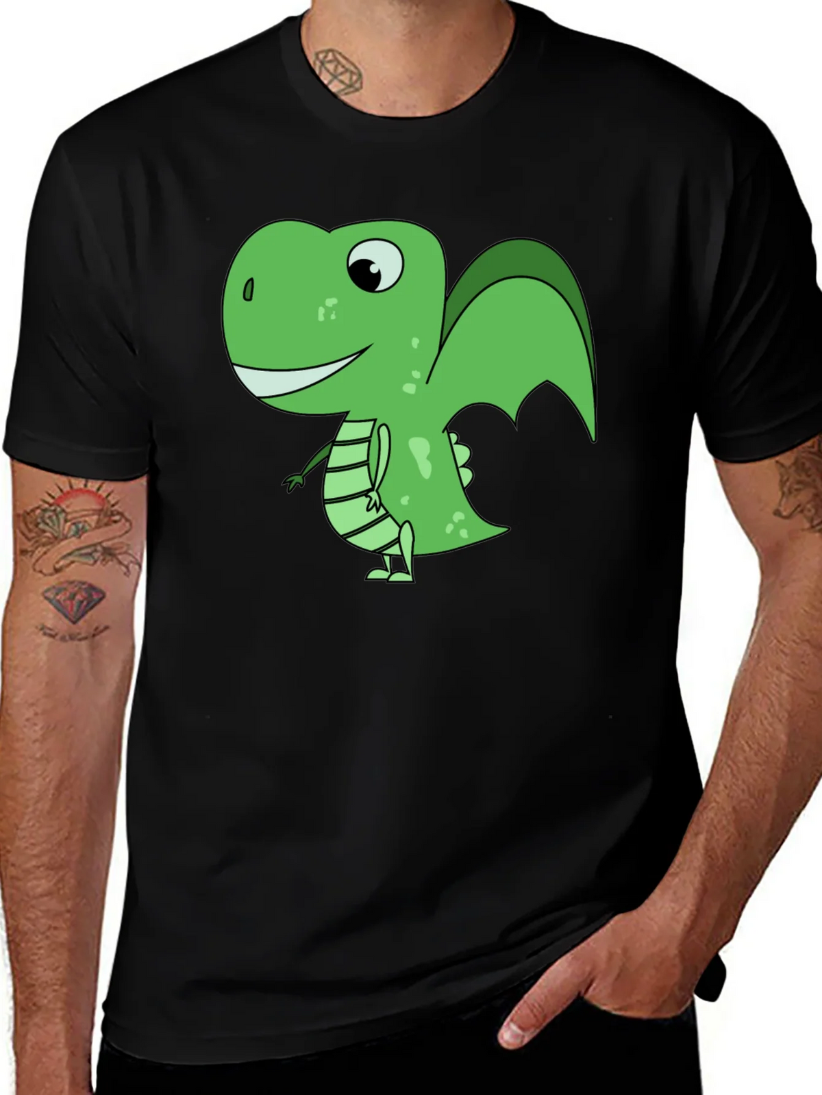 Cartoon Dinosaur Graphic T-Shirt - Black product image 1