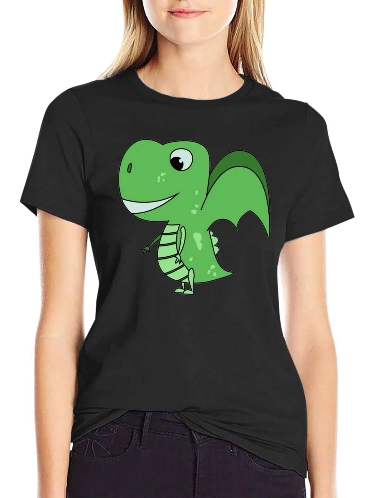 Cartoon Dinosaur Graphic T-Shirt - Black product image 2