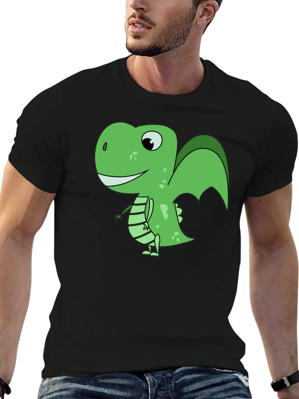 Cartoon Dinosaur Graphic T-Shirt - Black product image 6