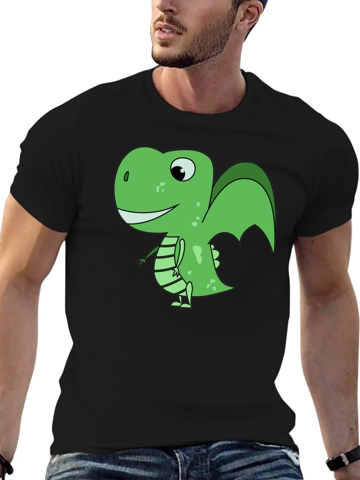 Cartoon Dinosaur Graphic T-Shirt - Black product image 6