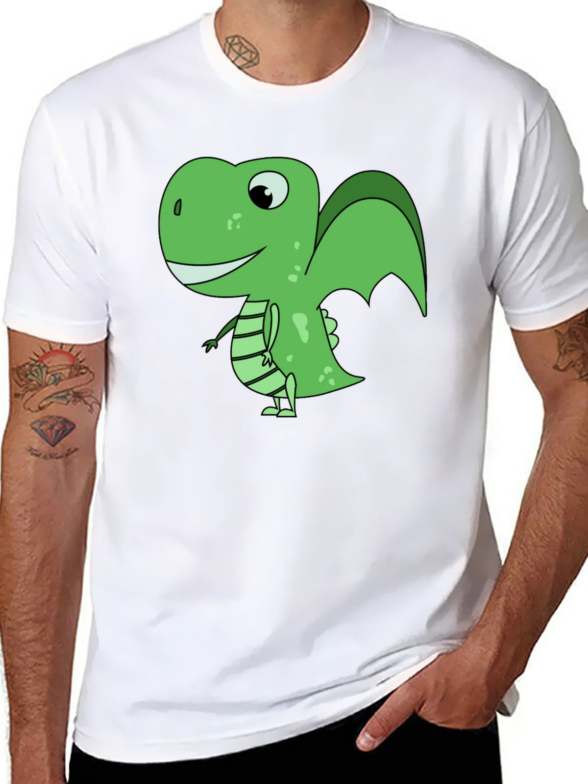 Cartoon Dinosaur Graphic T-Shirt - Black product image 7