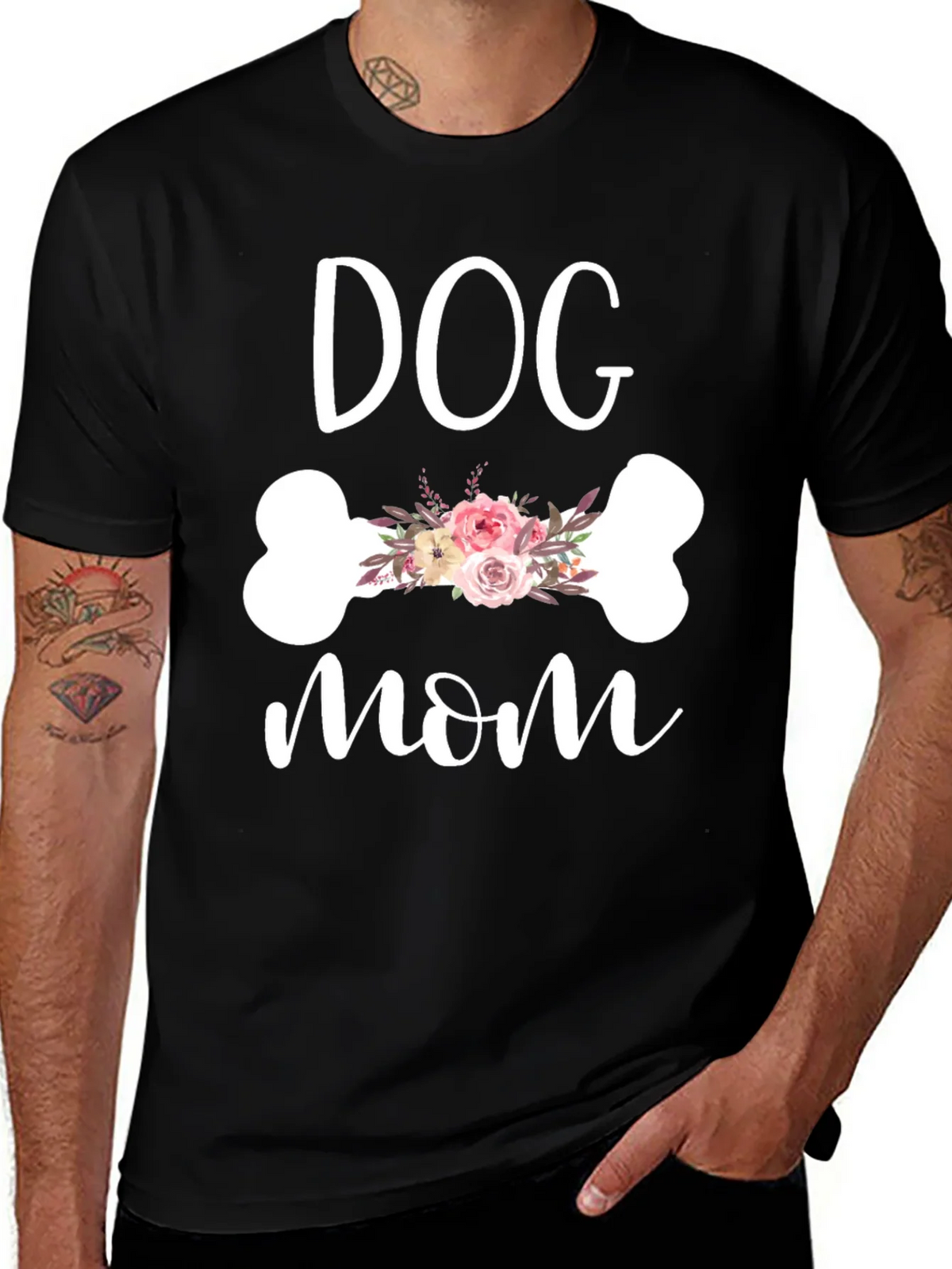 Dog Mom Floral Bone Graphic Tee product image 1