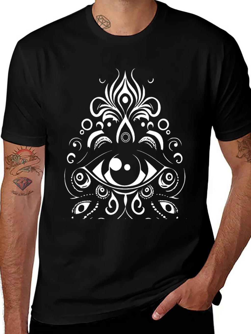 Eye Mandala Graphic Tee - Black Cotton Blend product image 1