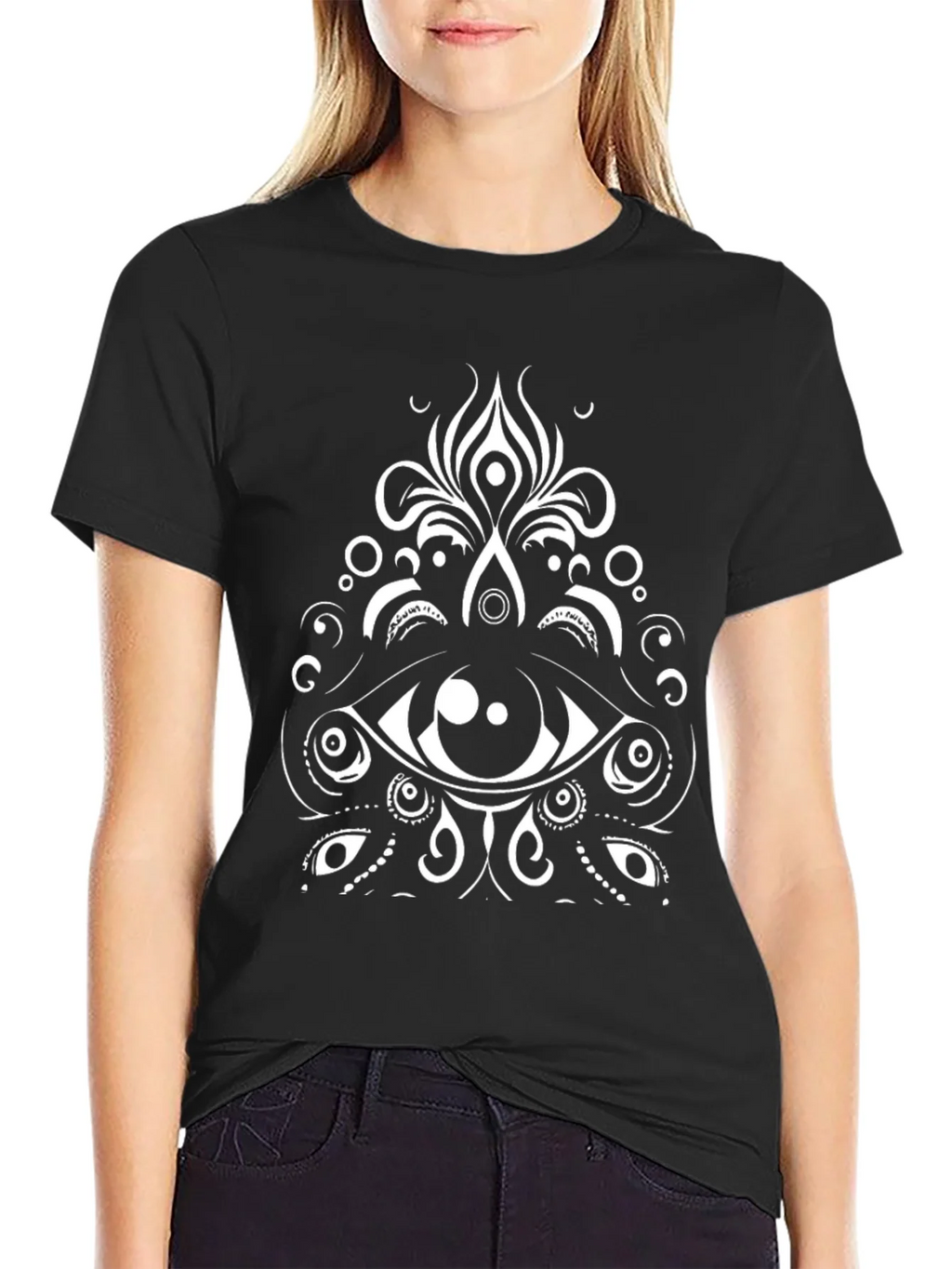 Eye Mandala Graphic Tee - Black Cotton Blend product image 2