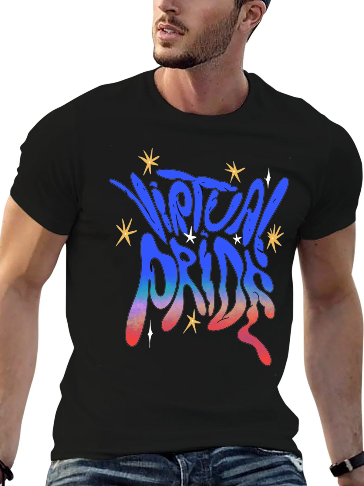 Virtual Pride Graphic Tee - Black Unisex T-Shirt product image 6