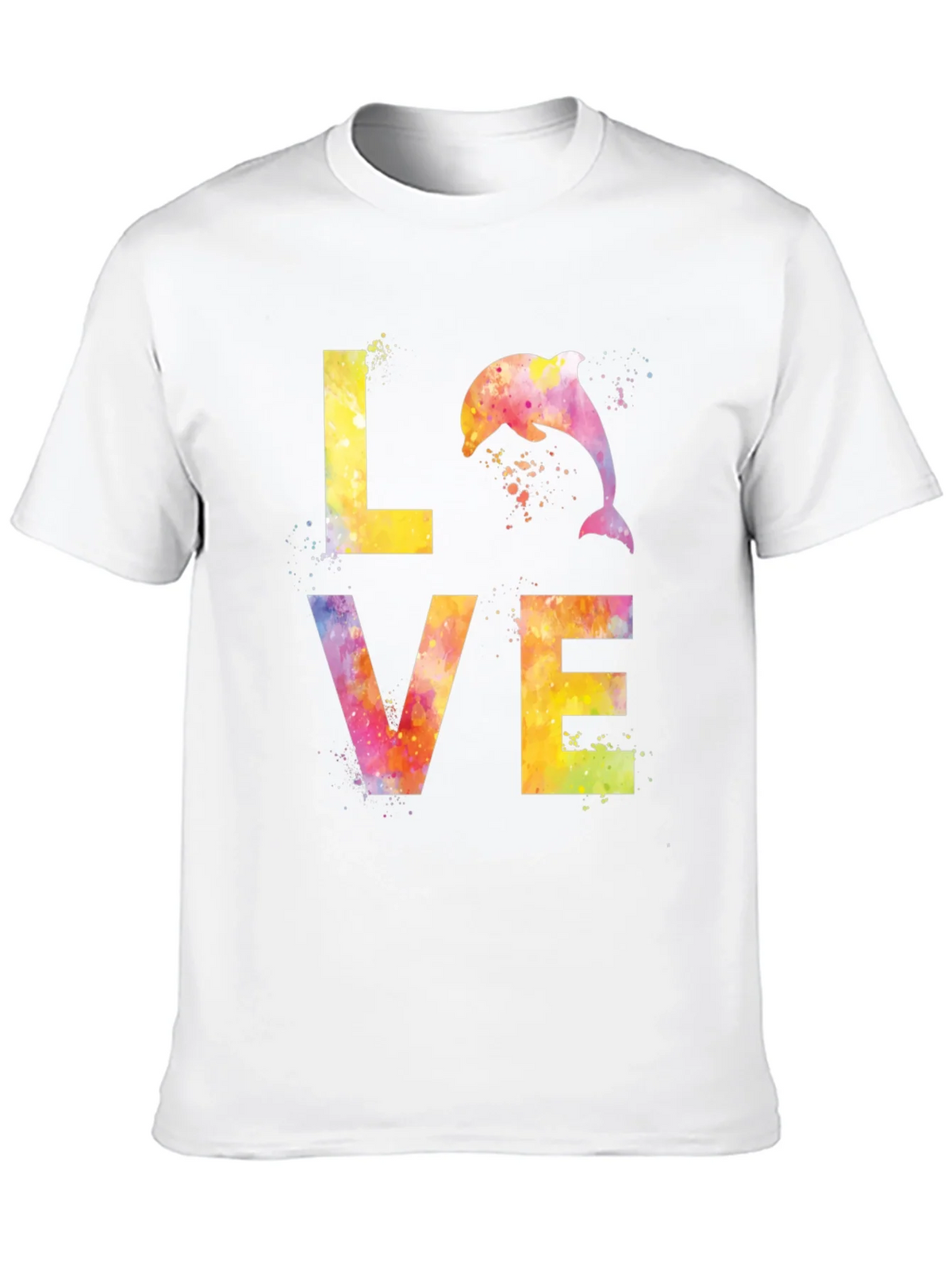 Watercolor Dolphin LOVE Graphic T-Shirt product image 7