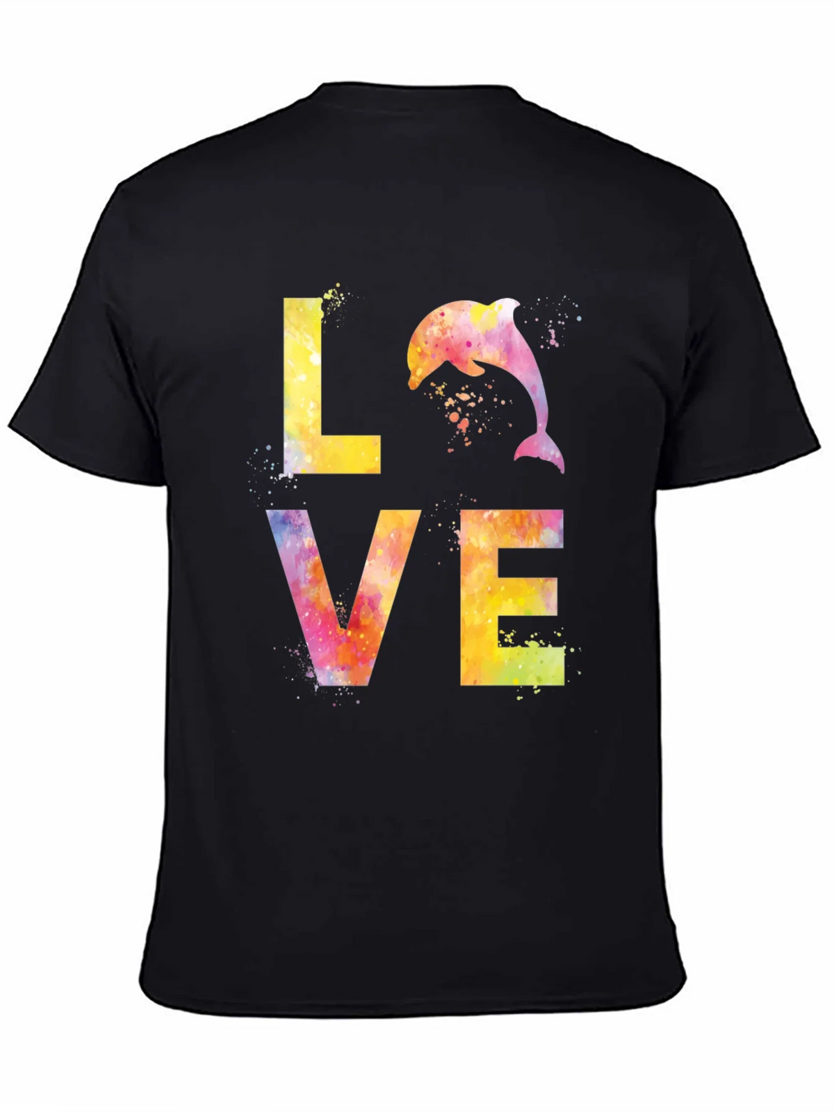 Watercolor Dolphin LOVE Graphic T-Shirt product image 3