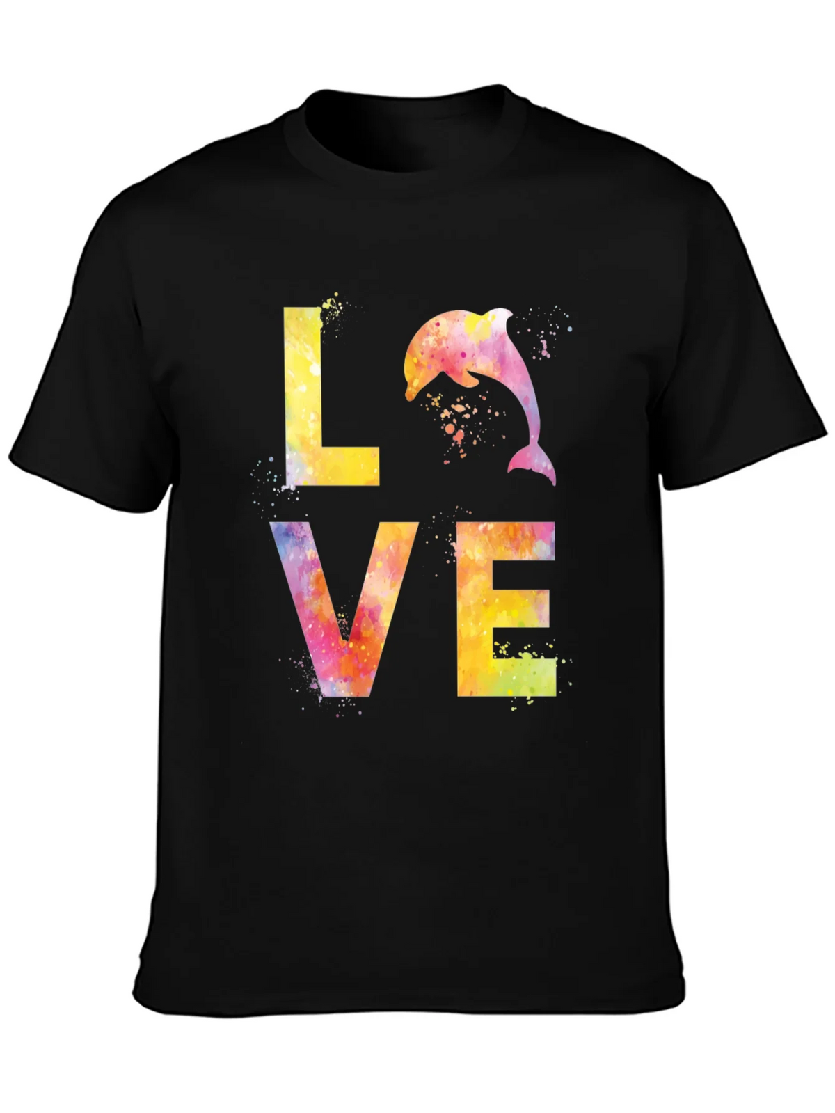 Watercolor Dolphin LOVE Graphic T-Shirt product image 2