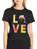 Watercolor Dolphin LOVE Graphic T-Shirt product image 1