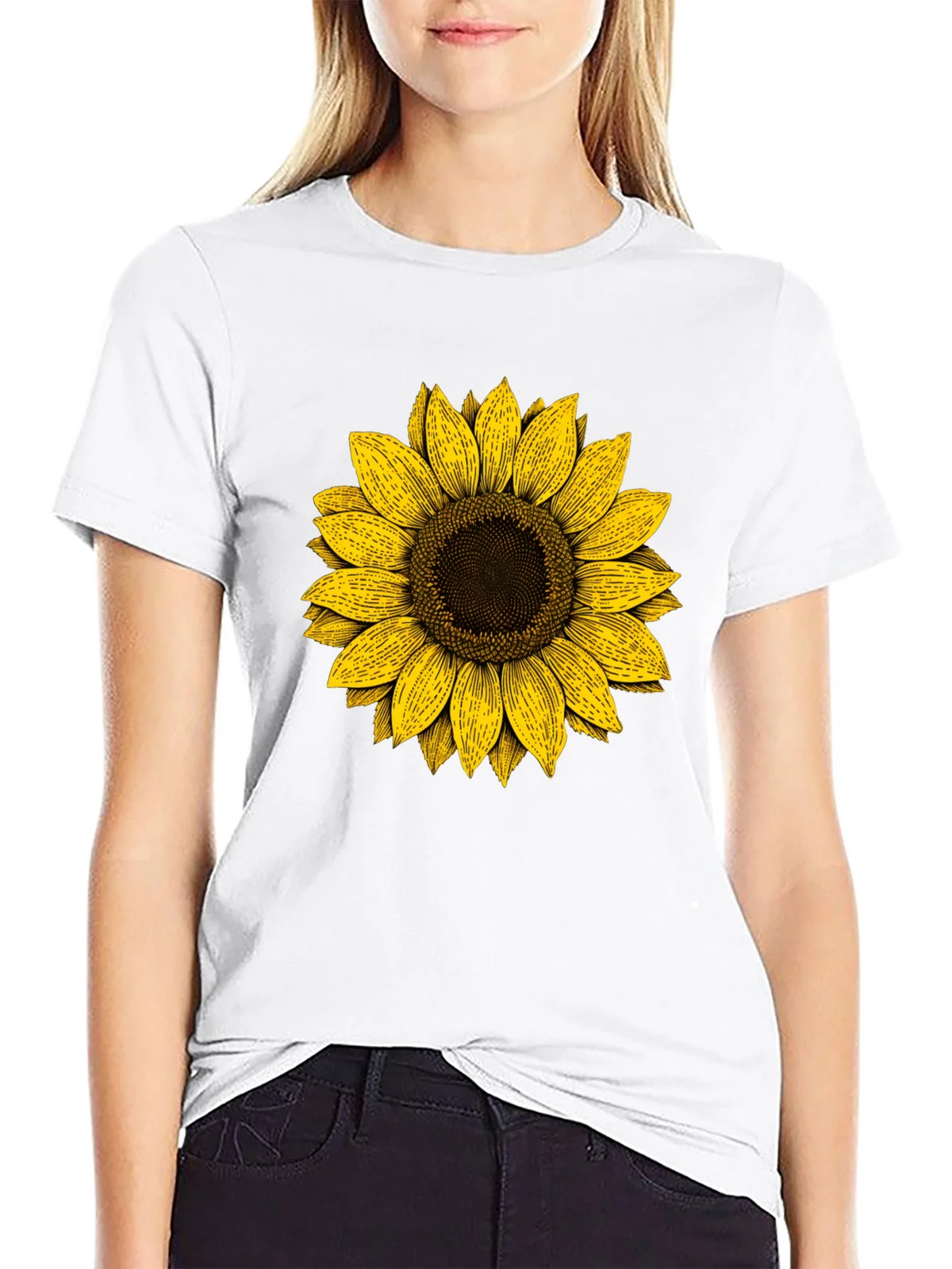 Sunflower Graphic Print Black T-Shirt product image 8