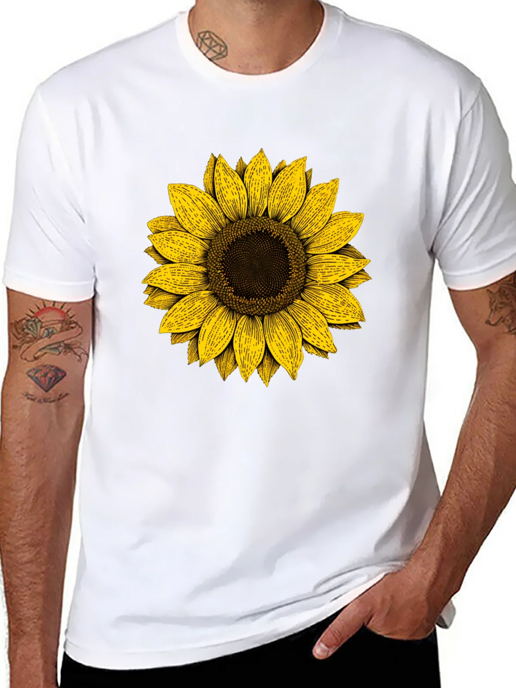 Sunflower Graphic Print Black T-Shirt product image 7