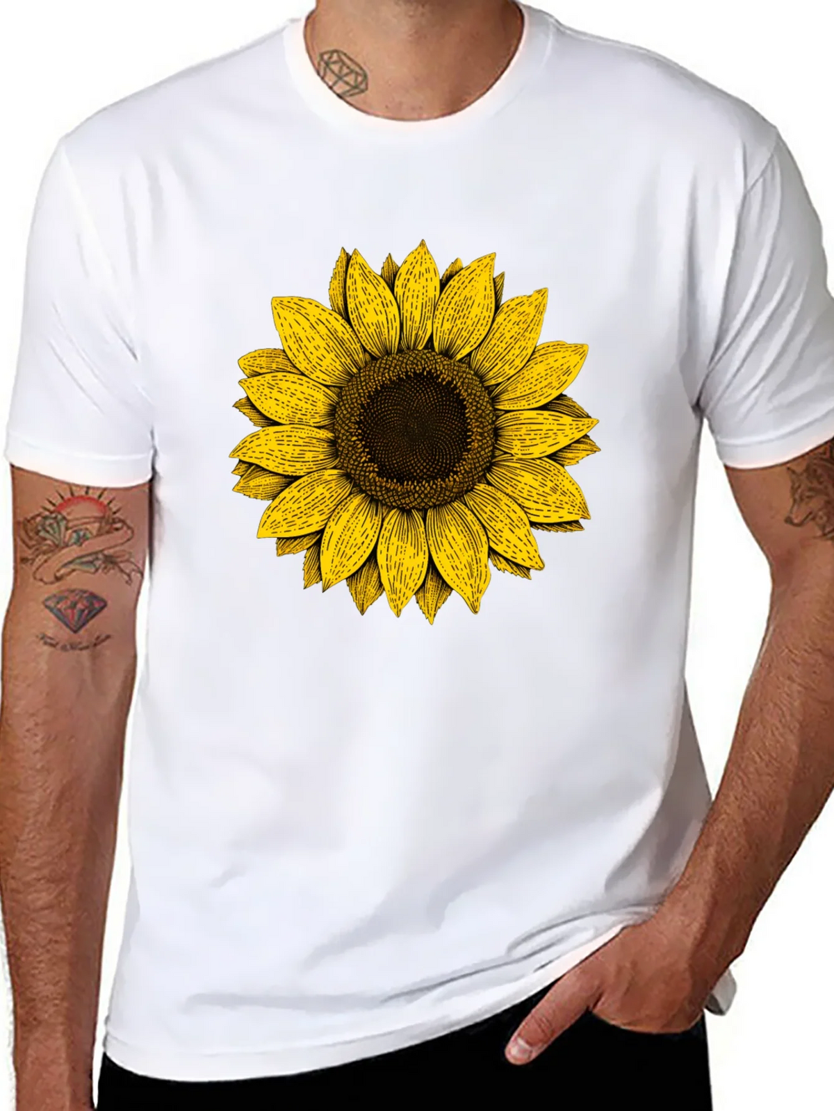 Sunflower Graphic Print Black T-Shirt product image 7