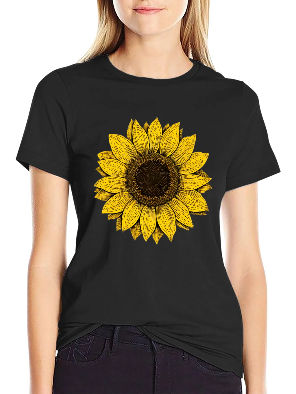 Sunflower Graphic Print Black T-Shirt product image 2