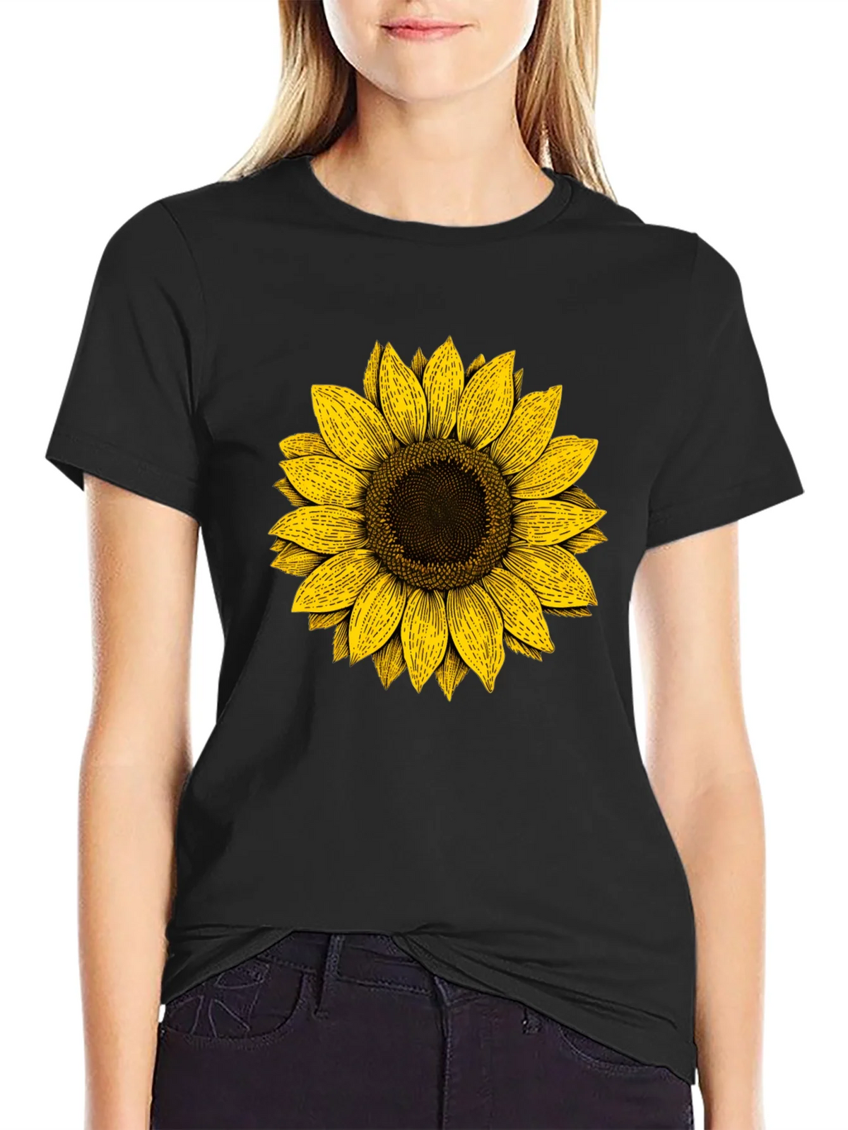 Sunflower Graphic Print Black T-Shirt product image 2