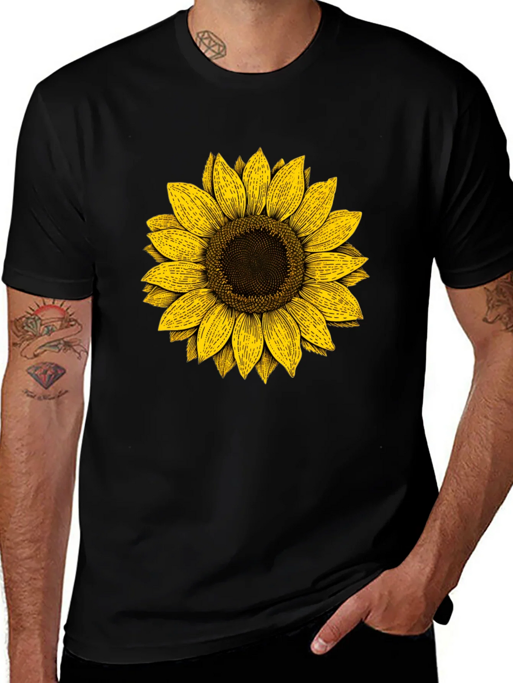 Sunflower Graphic Print Black T-Shirt product image 1
