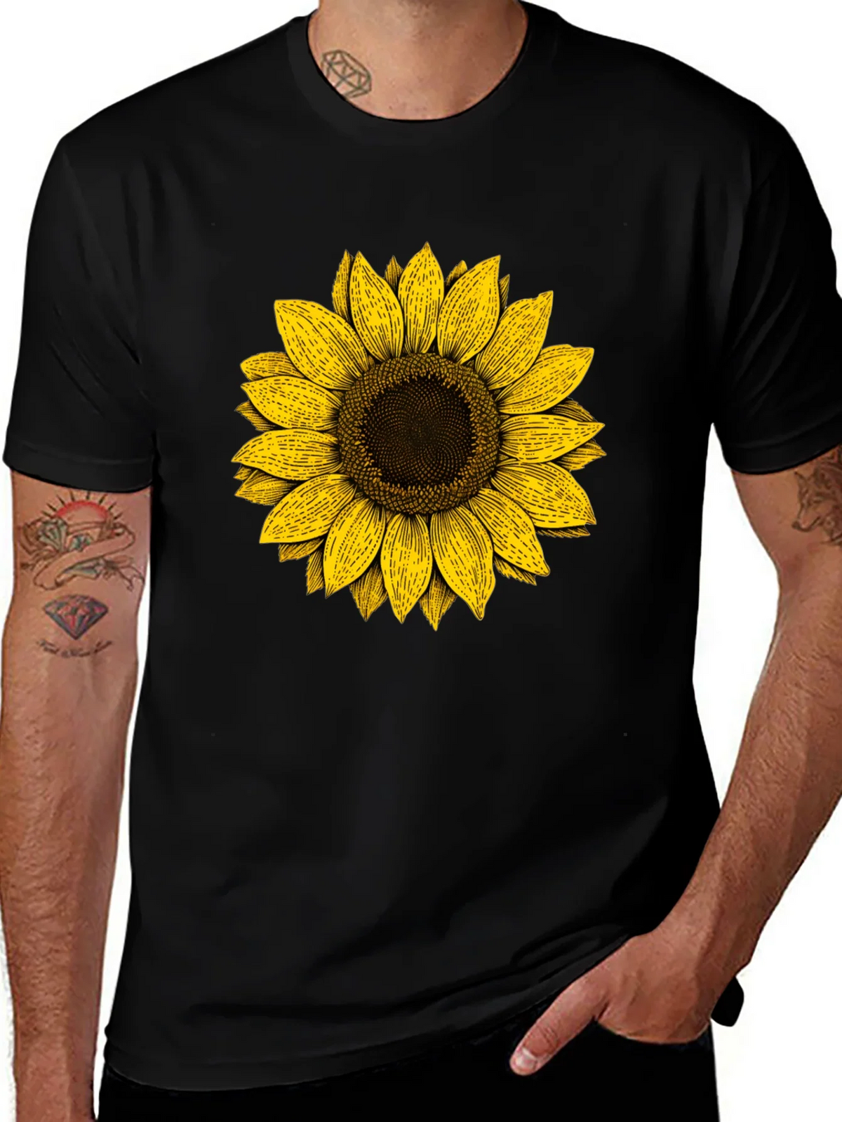 Sunflower Graphic Print Black T-Shirt product image 1