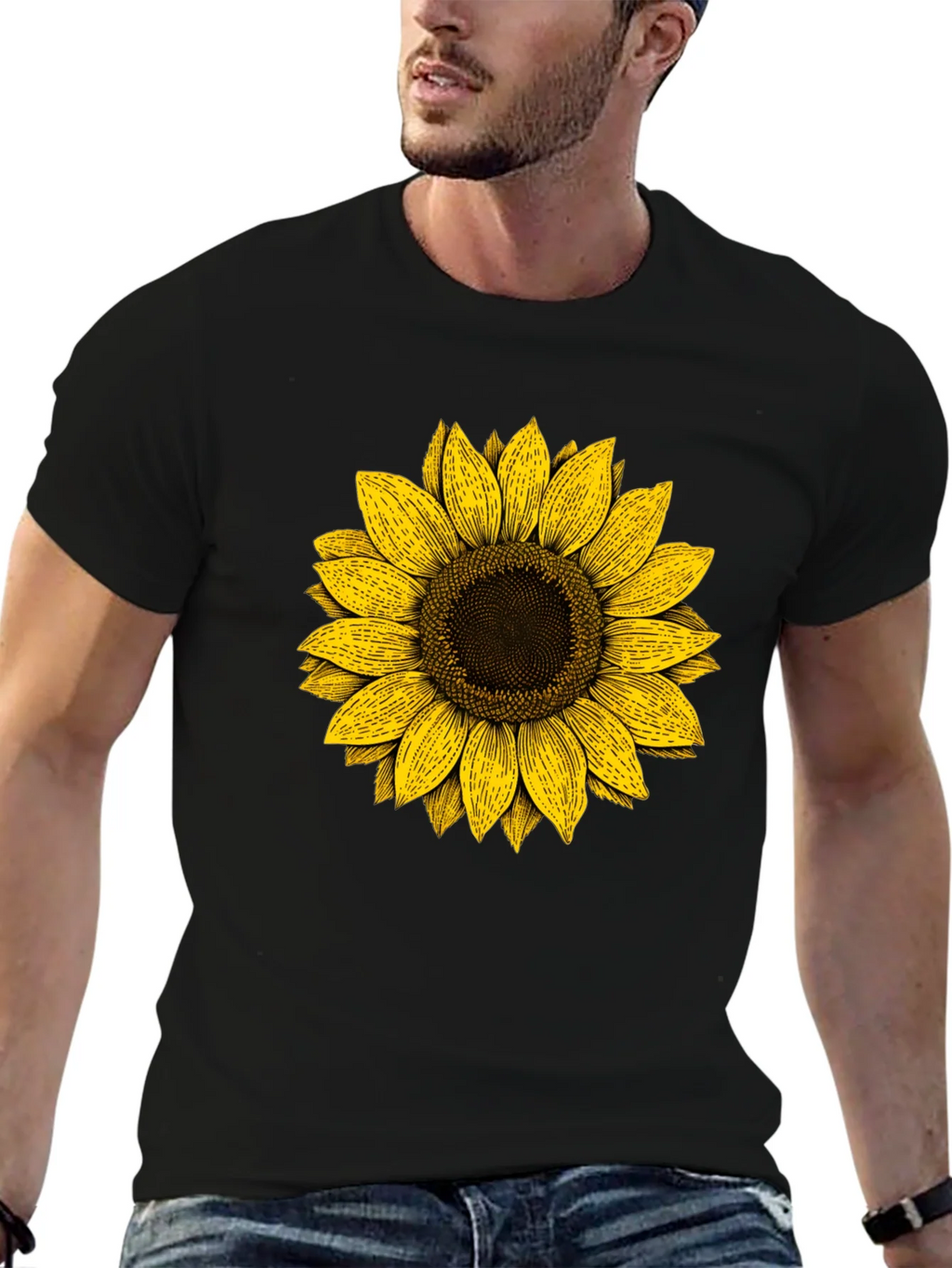 Sunflower Graphic Print Black T-Shirt product image 6