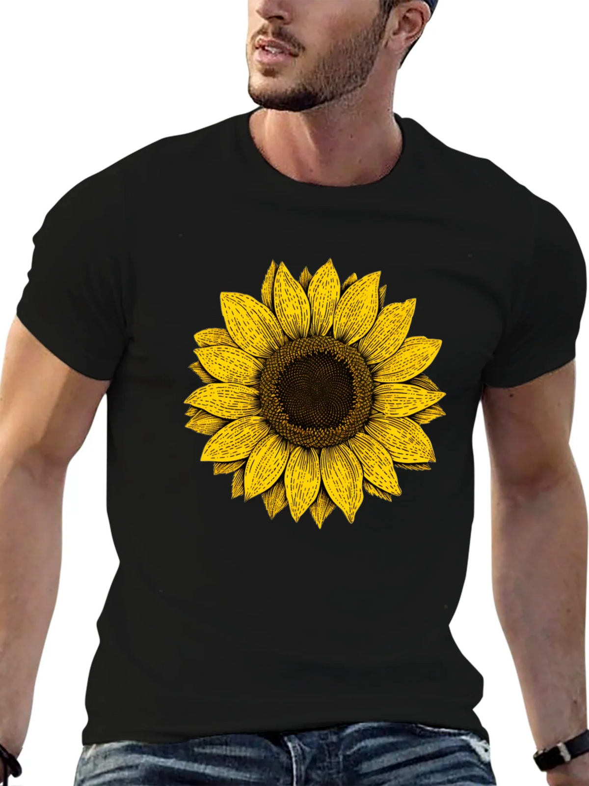 Sunflower Graphic Print Black T-Shirt product image 6