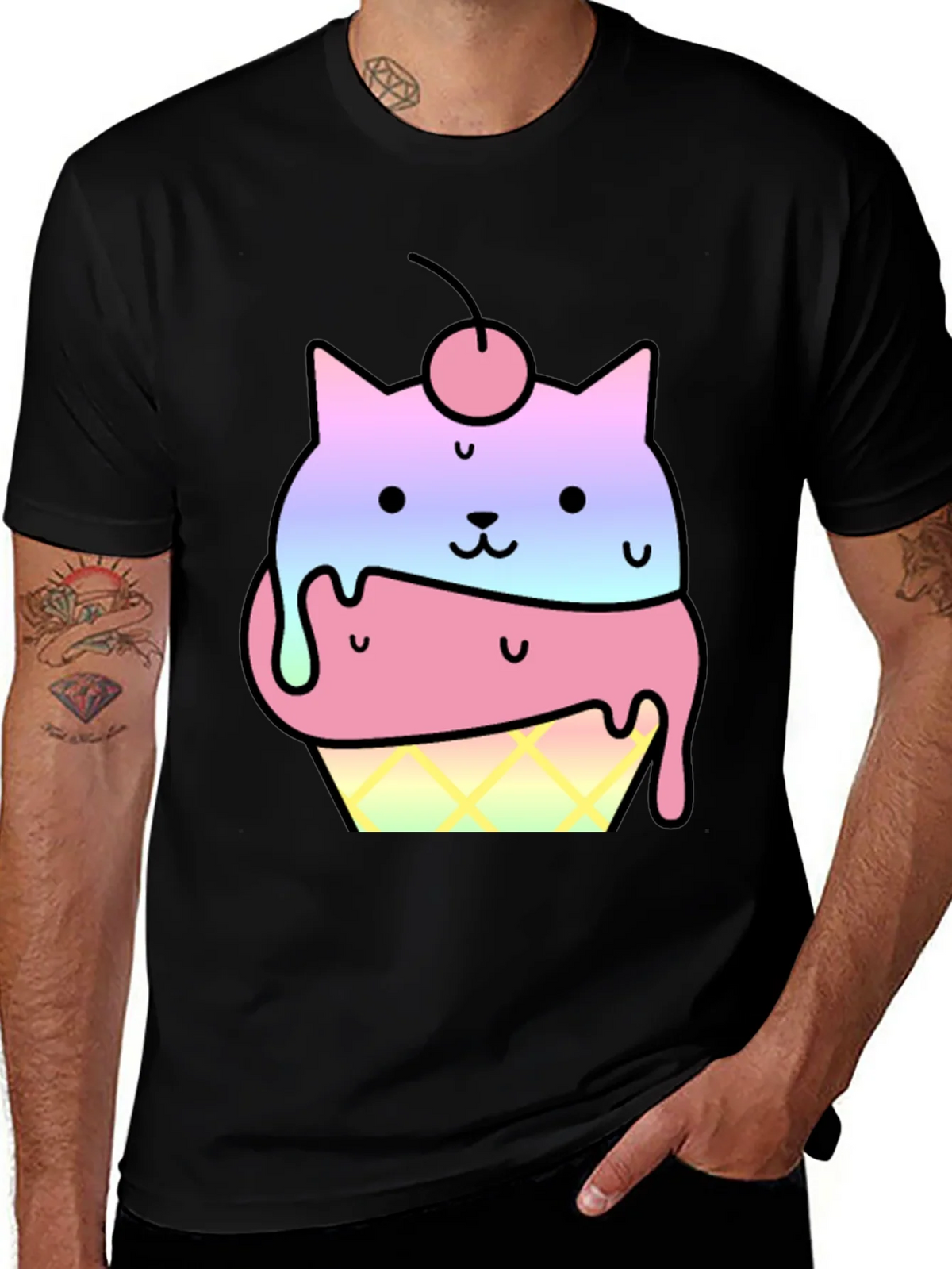 Cute Cat Ice Cream Cone Graphic T-Shirt product image 1