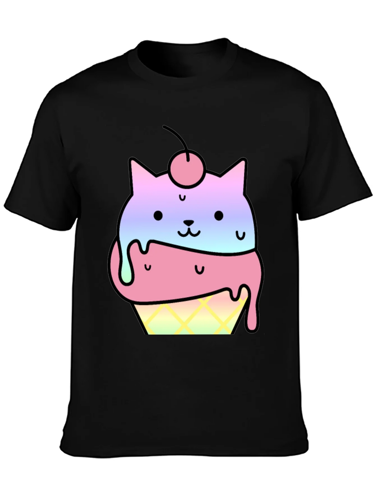 Cute Cat Ice Cream Cone Graphic T-Shirt product image 3