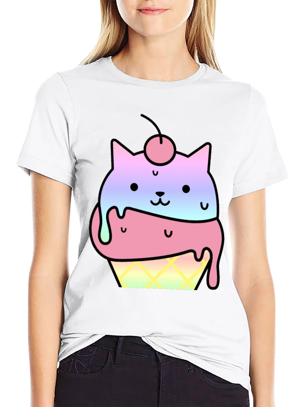 Cute Cat Ice Cream Cone Graphic T-Shirt product image 8