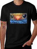 Hot Air Balloon Sunset Graphic Tee - Black Cotton Comfort product image 1