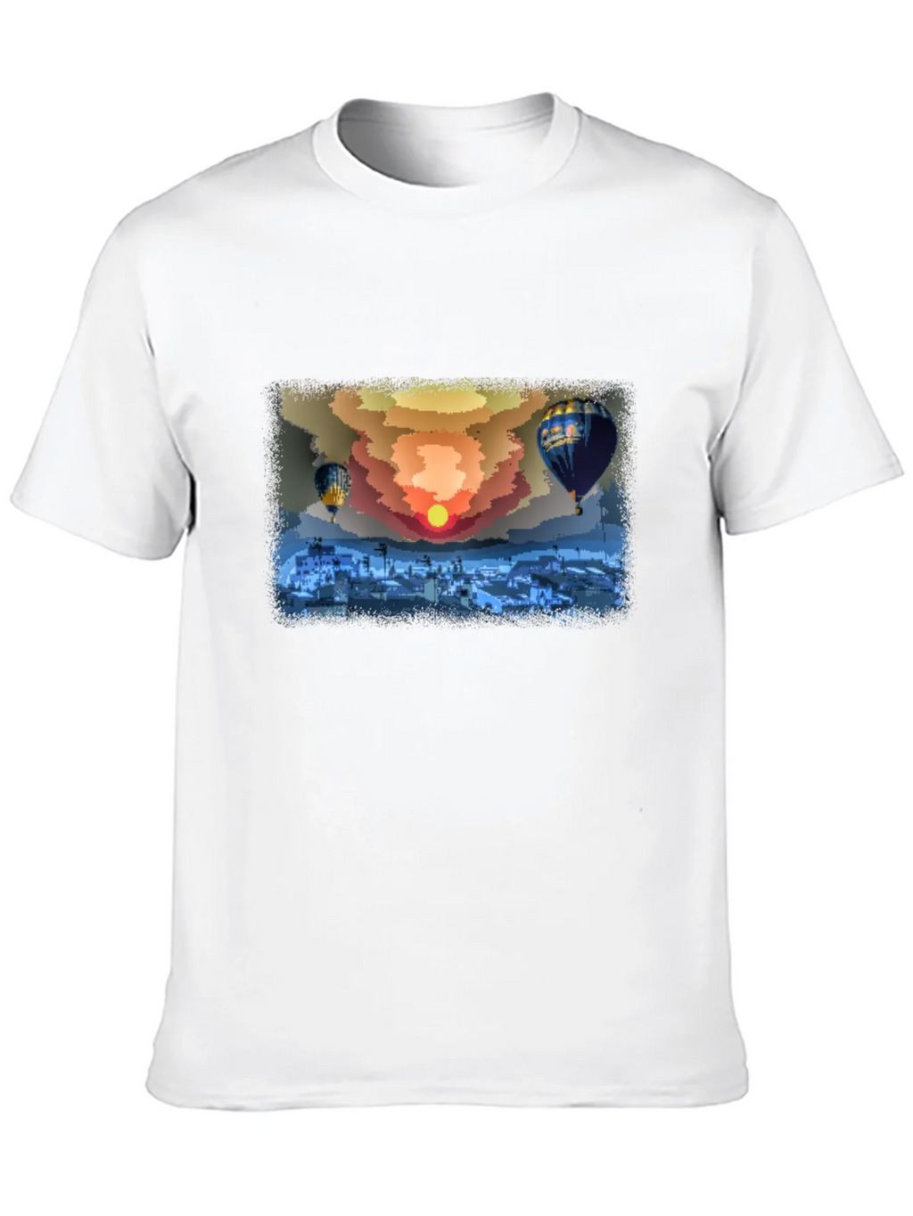 Hot Air Balloon Sunset Graphic Tee - Black Cotton Comfort product image 6