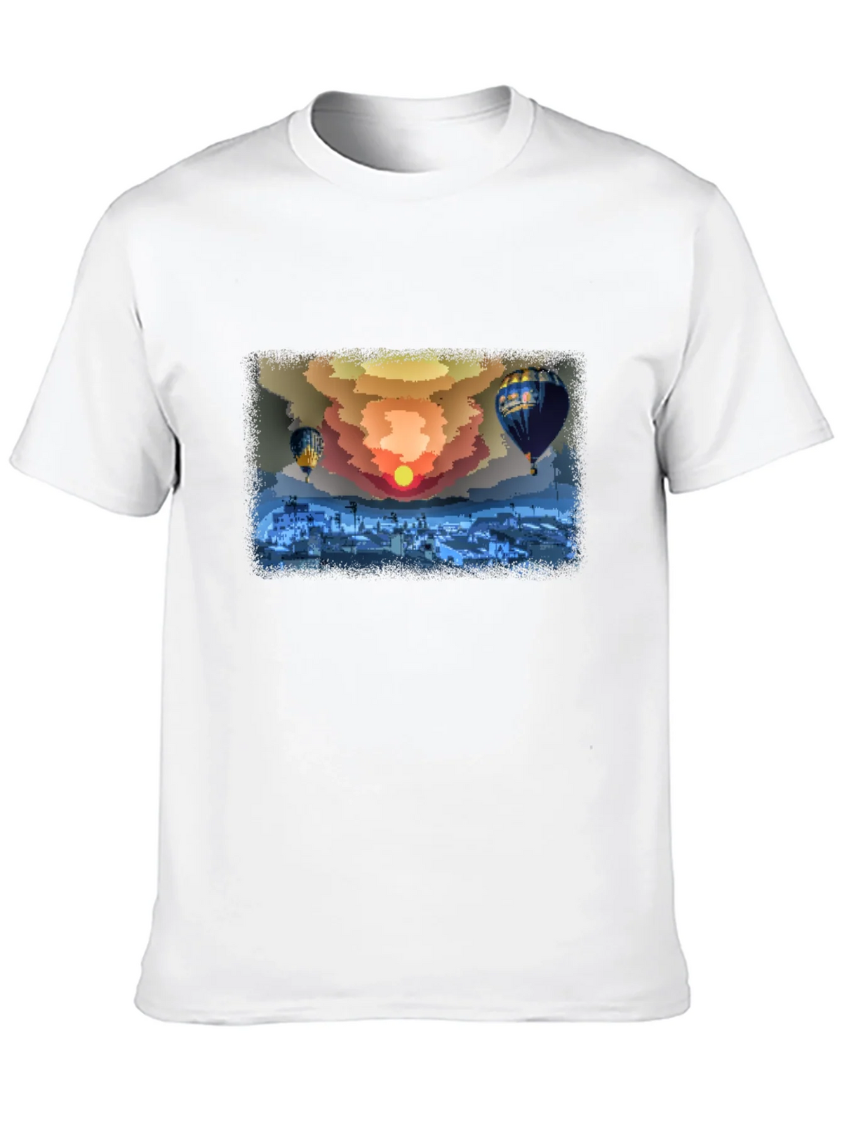 Hot Air Balloon Sunset Graphic Tee - Black Cotton Comfort product image 6