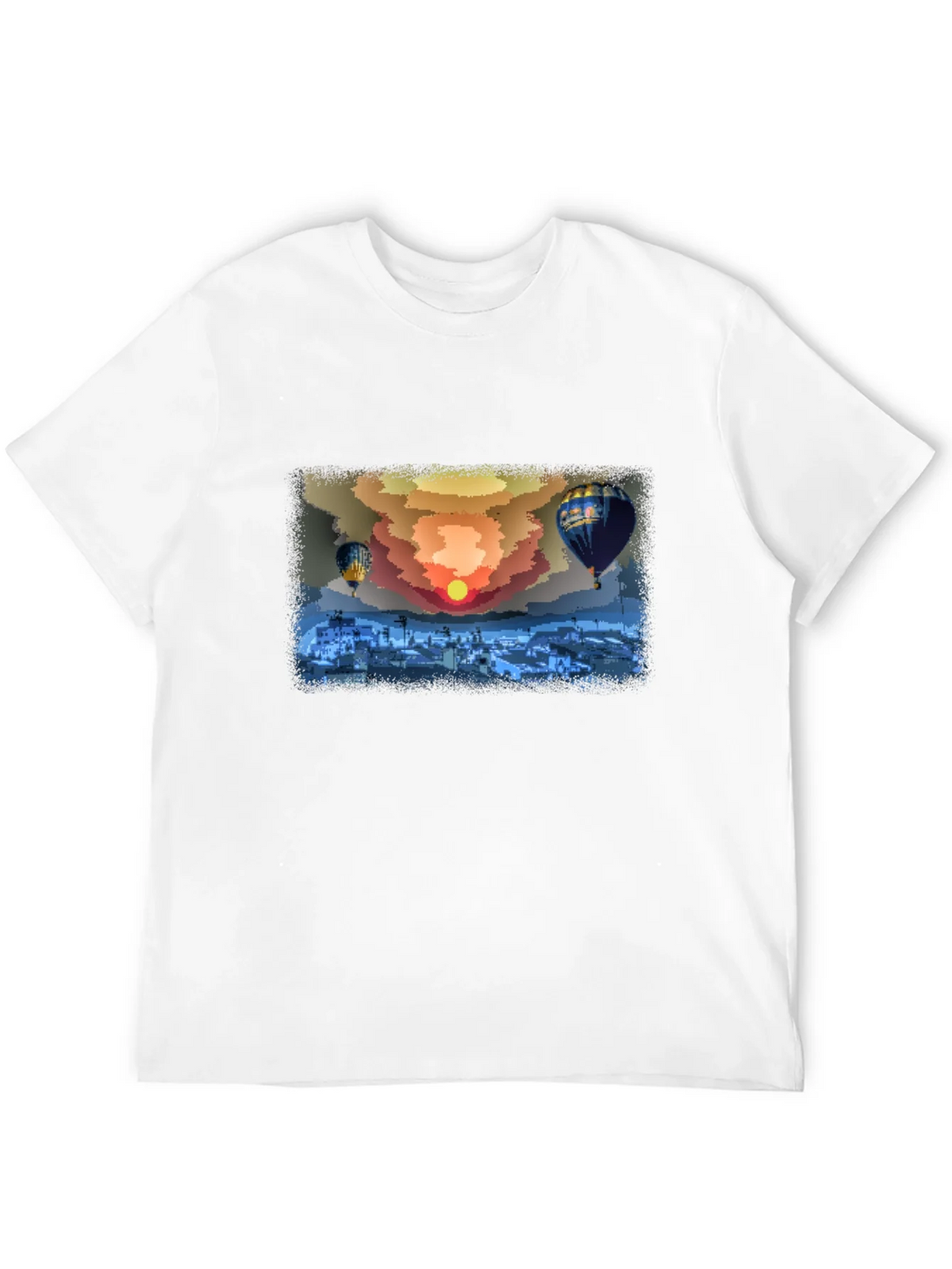 Hot Air Balloon Sunset Graphic Tee - Black Cotton Comfort product image 8